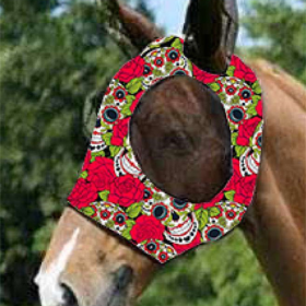 Horse Mask With Ultra Light UV For Horse; Pattern Horse Mask With Ears Cover; Soft Mesh Horse Masks (Color: Red)