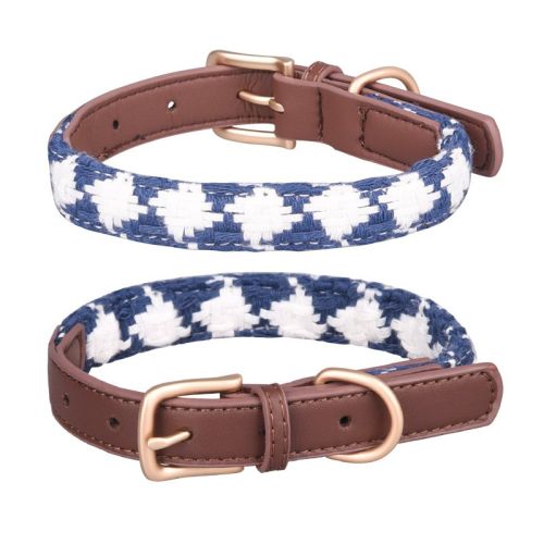 Soft Woven Prismatic Plaid Dog Collar
